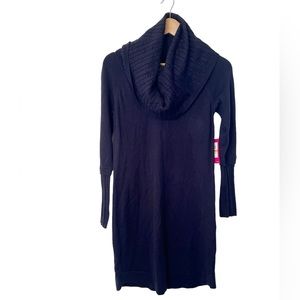NEW Vince Camuto Long Sleeve Cowl Neck Sweater Knit Dress Navy Blue Size S NWT